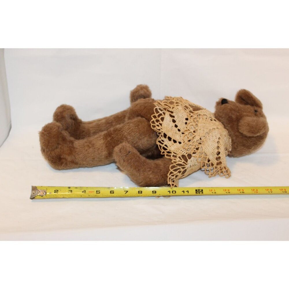 Vintage 1992 Craft Artist Jointed Teddy Bear with Crocheted Shawl Cape 18" Tall - Picture 6 of 12